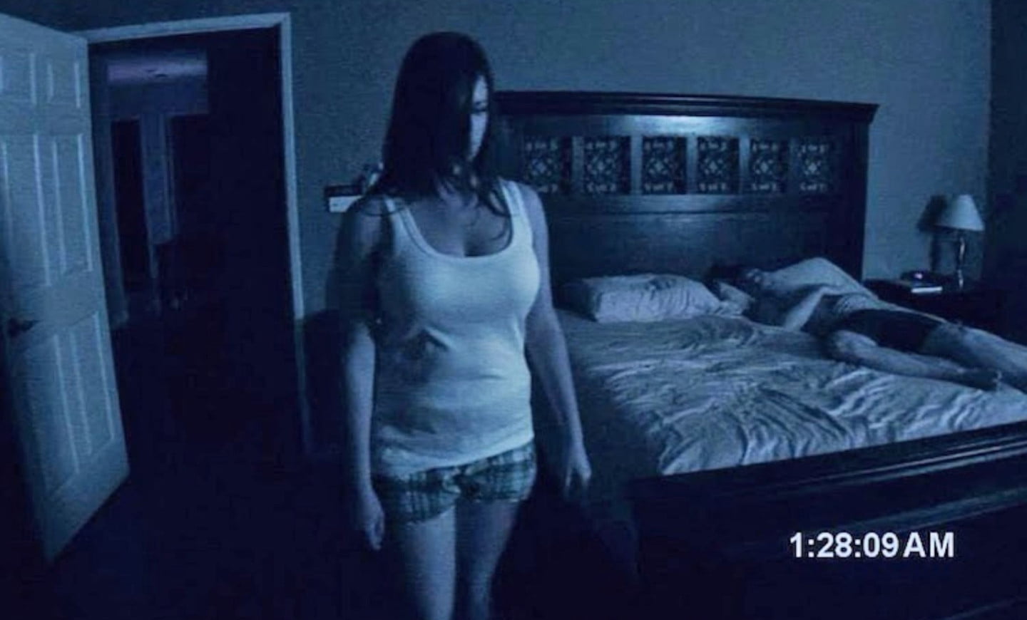 Katie has paranormal problems in Paranormal Activity