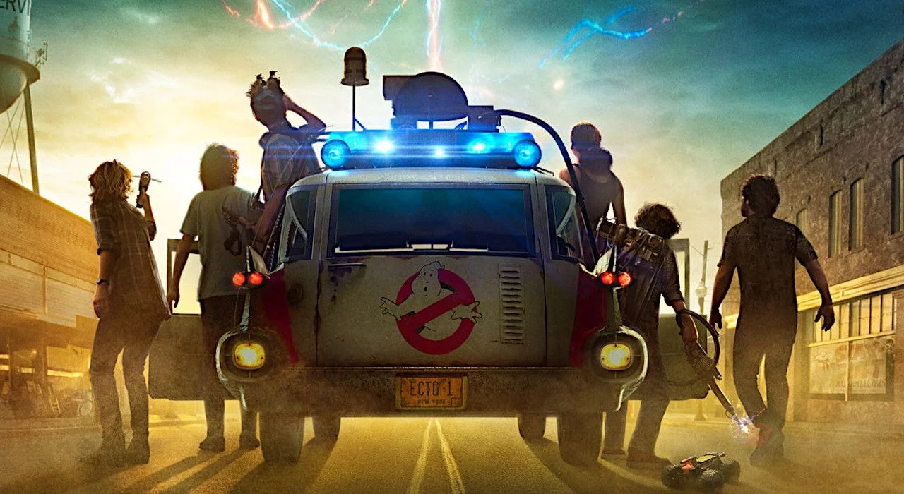 Ecto-1 on Ghostbusters Afterlife poster